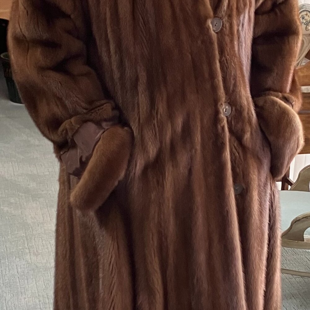 Vintage Royal Samink Real Fur Full-length Brown Coat, Wasserman & Son
